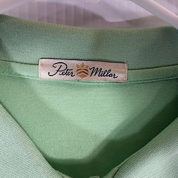 Peter Millar Double Mercerized‎ Cotton Men's Sz L Green Embroidered Polo Shirt. - Picture 2 of 6